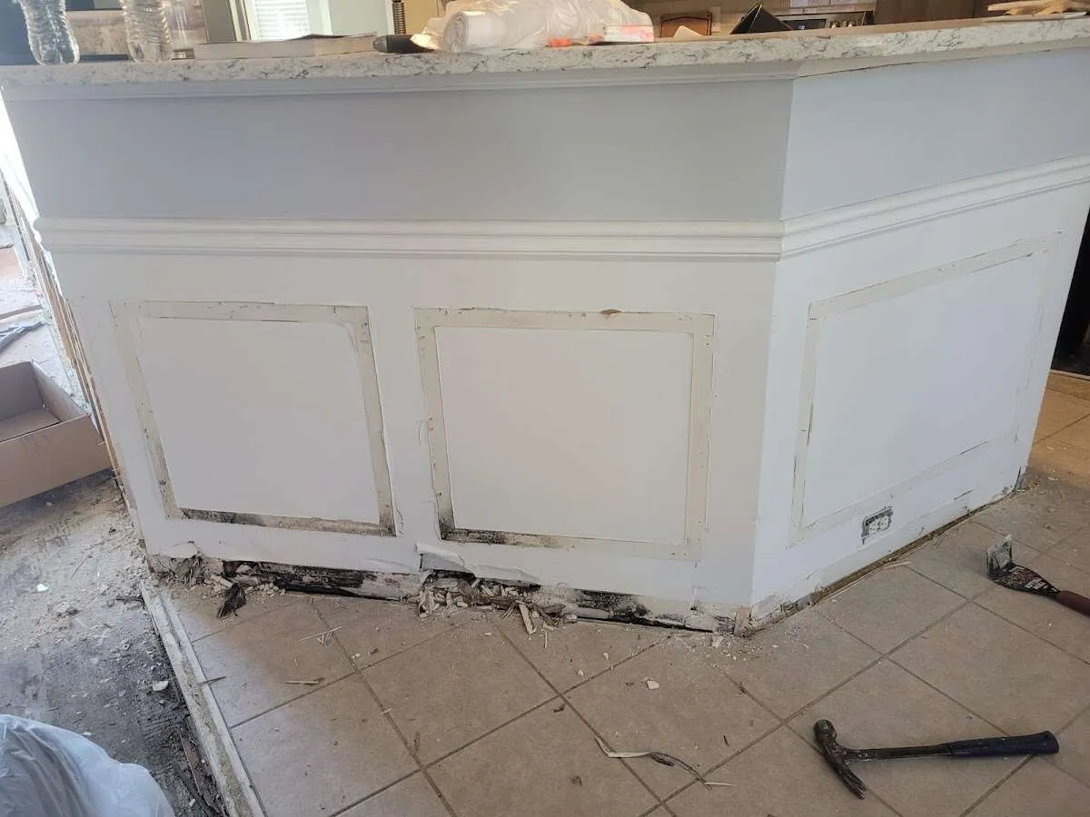 Water damage and mold on kitchen during Storm Damage Restoration in Lutz